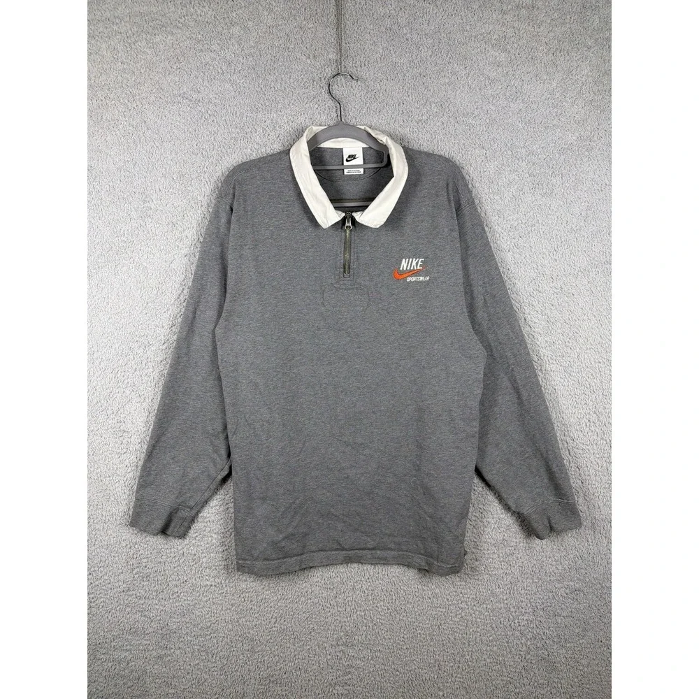 Men's Nike Sportswear Trend Rugby  L/S Heavy Cotton  Zip Polo DX6753-091 Size L